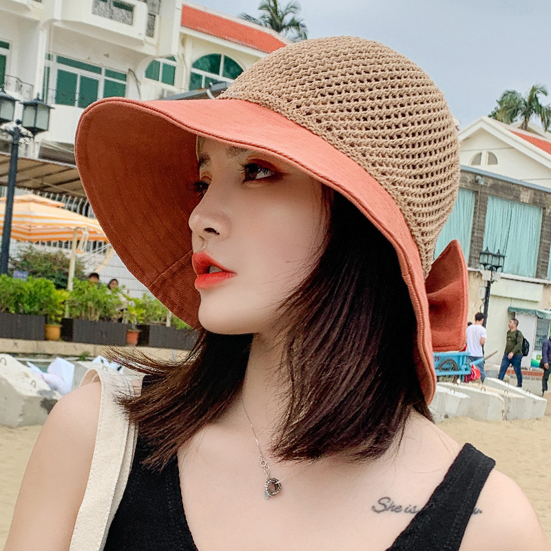 Nón Vành Rộng Style Cói Phối Nơ Cực Xinh - 100style