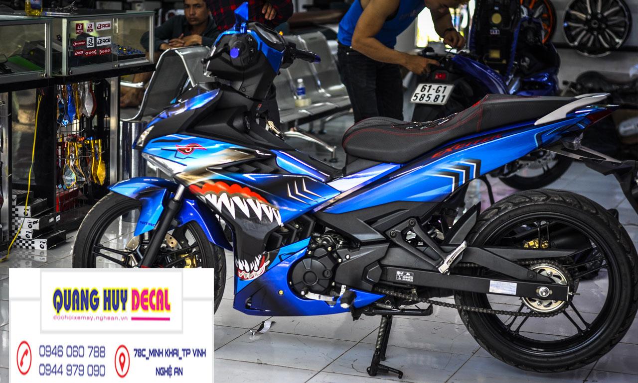 Tem trùm exciter 150 cá mập xanh dương, tem exciter 150, team trùm exciter 150, tem xe exciter 150, team trùm ex 150, team xe exciter 150 cá mập xanh dương