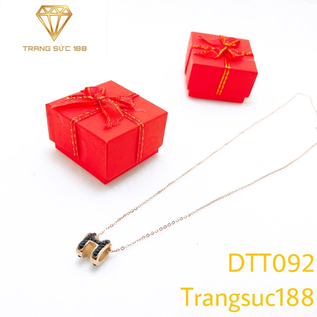 [HCM]Dây chuyền titan chữ H Đính Đá DTT092