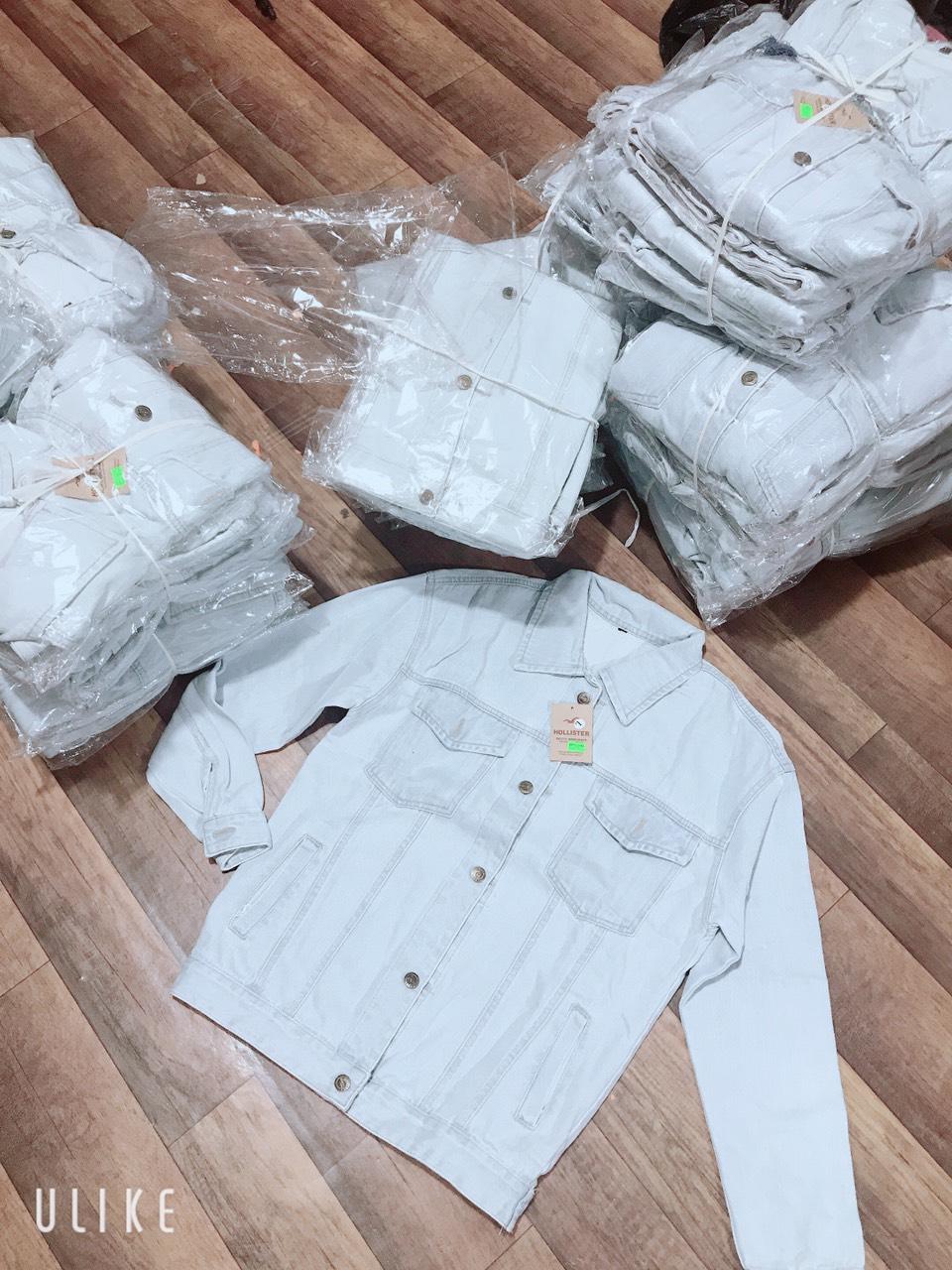 ÁO KHOÁC JEAN NAM - NỮ XANH NHẠT TRƠN CAO CẤP AGH2