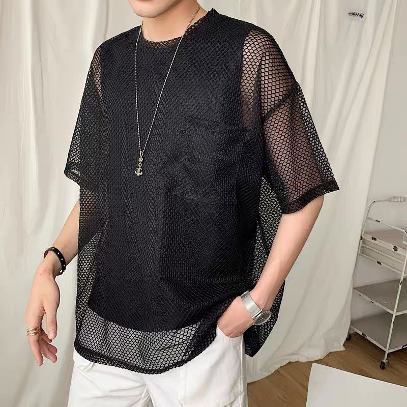 Áo thun nam unisex lưới form rộng (Áo lưới + áo thun tanktop)
