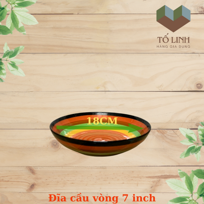 Dĩa Sứ Cao Cấp Cầu Vòng 18cm, Dĩa 7 Ảo Sứ Cầu Vòng 18cm