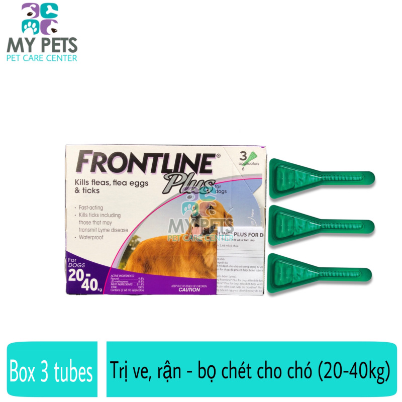 Frontline Plus nhỏ gáy hết ve rận, bọ chét cho chó (size 20-40kg) - Hộp 3 tuyp. ( 3 tubes. Full box)
