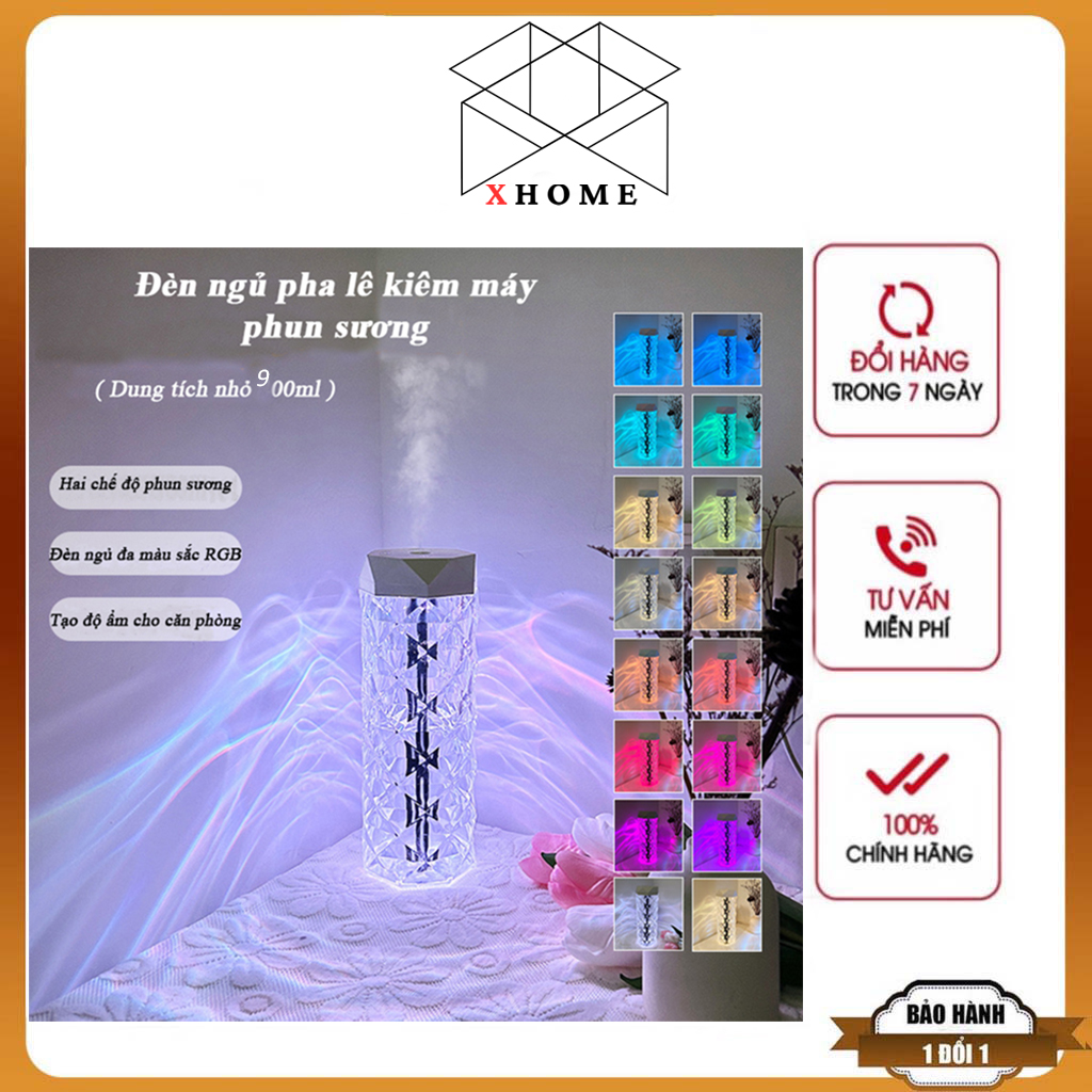 Bedroom Essential Oil Nebulizer 900ml With RGB Colorful Lights Mini Nebulizer Air Humidifier Cum Crystal Night Light Decor XHomme