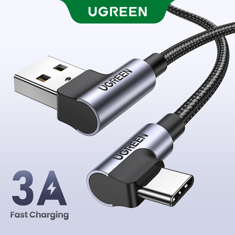 UGREEN Cáp USB C Nylon Cáp Sạc Nhanh 90 Độ Cáp Loại C, Dành Cho Xiaomi Redmi Note 9 SRedmi Note 9S Tiện Lợi Cáp Pubg Chơi Game Dành Cho Xiaomi A1/A2Mi 6/ Mi 8/Pocophone F1/Redmi Note 7/Huawei Nova 3/P9/Samsung Note 9/S8, V. V.  Model:20855
