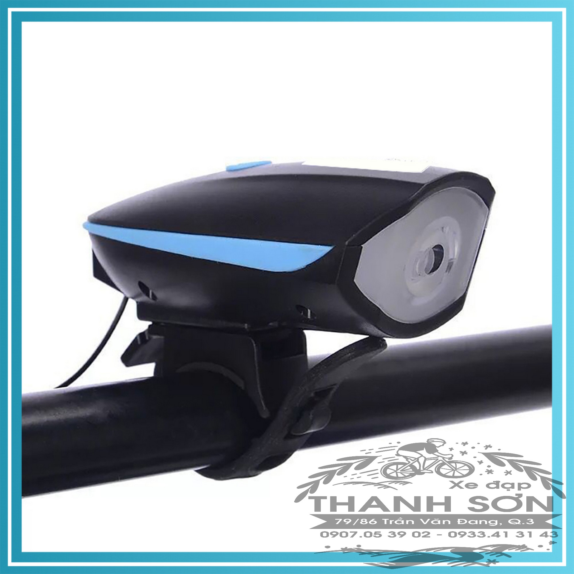 Đèn xe đạp thể thao siêu sáng có còi pin sạc usb