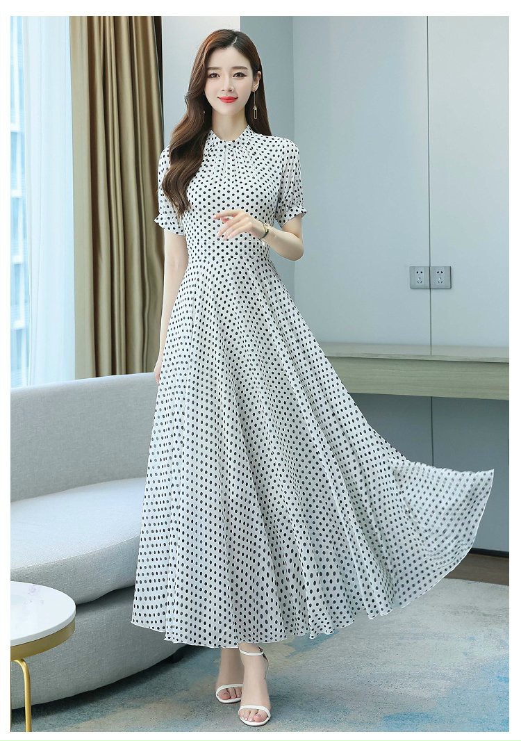 ĐẦM MAXI BI CỔ TRỤ XẾP LI - YB211101