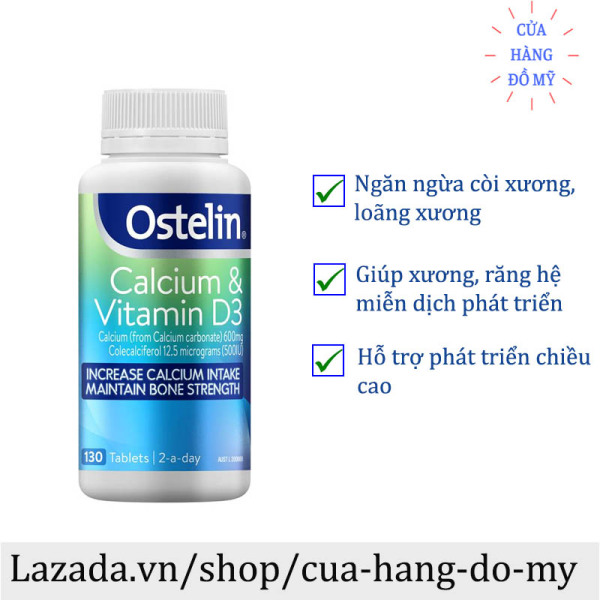 Viên uống Ostelin Canxi Calcium & Vitamin D3 Của Úc 130 viên - Ostelin Bổ sung canxi ngừa loãng xương - Cửa Hàng Đồ Mỹ