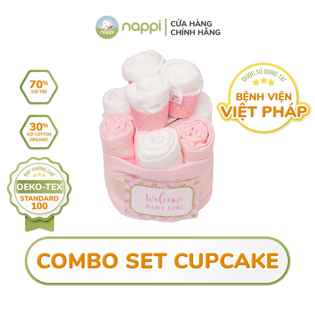 [COMBO SET CUPCAKE] 7 Khăn đa năng 77x77 cm Nappi + 6 Khăn sữa Nappi