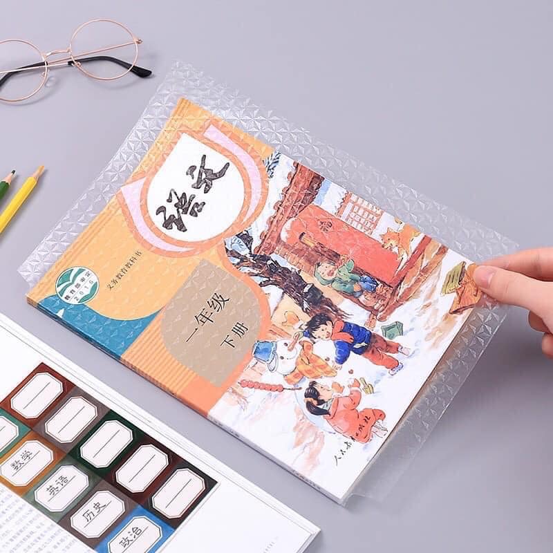 Sỉ 10 tờ bọc sách decal, bọc vở decal 3 kích thước chống rách, chống nước tặng kèm nhãn vở