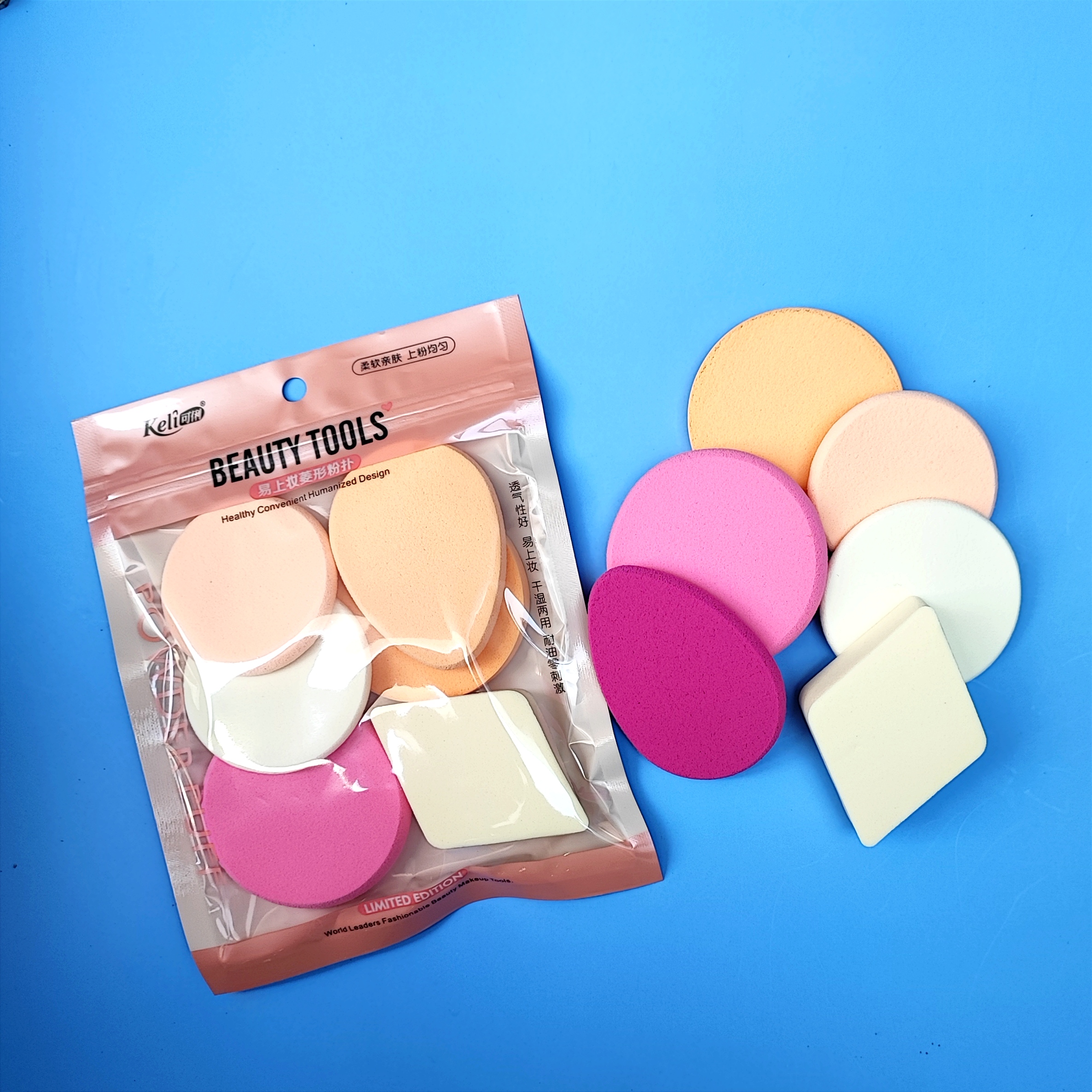 Bông mút trang điiểm đánh phấn KELI nhiều món Makeup Buff