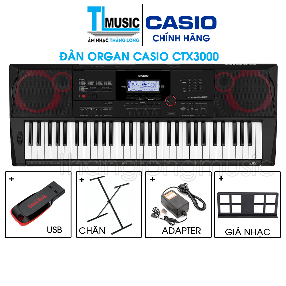 [Chính hãng] Đàn organ di động Casio CTX3000 - Casio Keyboard CTX 3000 ( Kèm USB + Nguồn + Giá nhạc )
