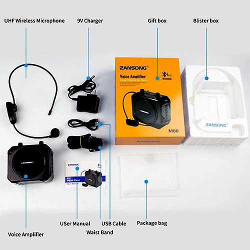 [HCM]Máy Trợ Giảng Không Dây Kèm Micro Zansong M80 Có Bluetooth