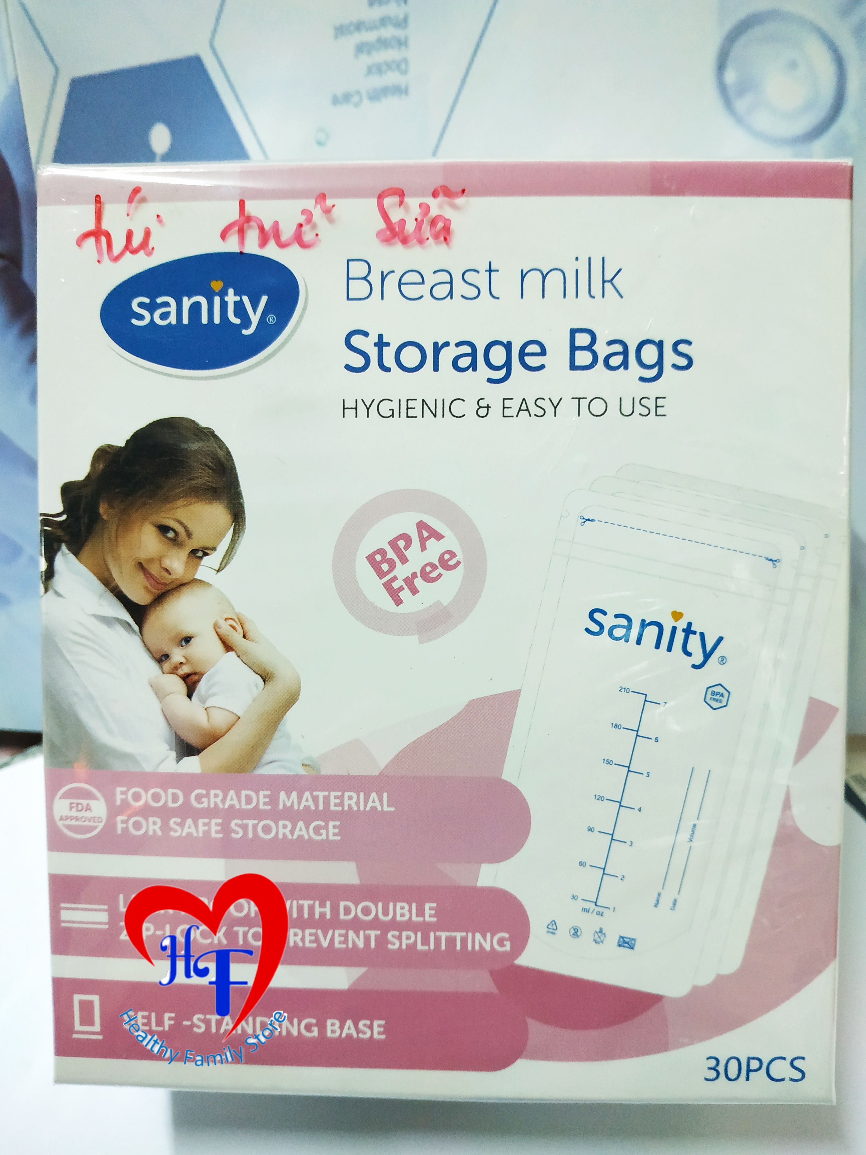 30 TÚI TRỮ SỮA SANITY 210ml