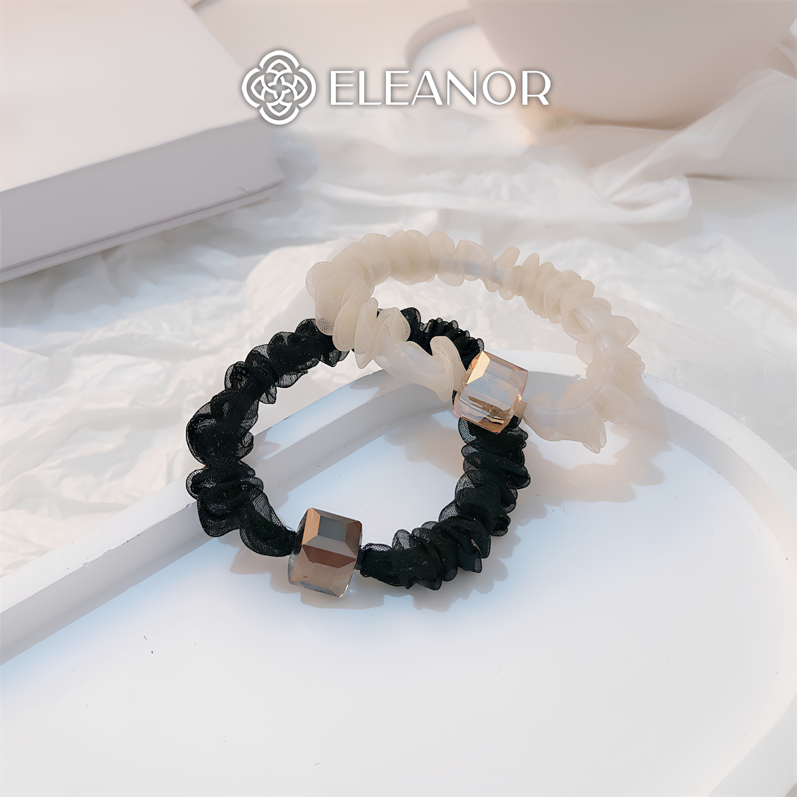 Dây buộc tóc nữ Eleanor Accessories dây cột tóc mặt đính đá phụ kiện tóc 6012