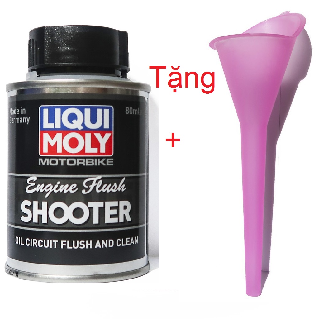 Súc động cơ liqui moly, vệ sinh khoang máy liqui moly tặng ngay phễu rót cổ dài khi mua lọ súc động cơ Liqui