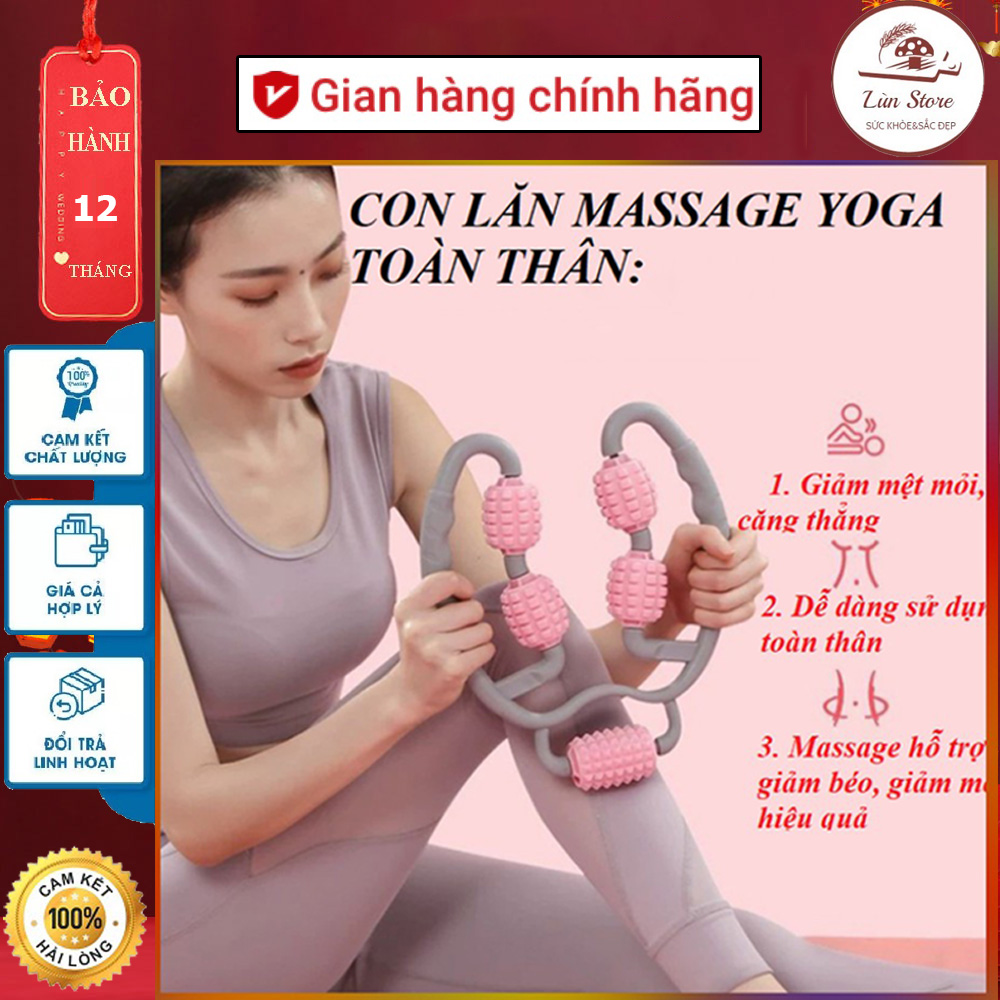 Con lăn massage toàn thân Yoga 360 độ, Con Lăn Mát Xa Cơ Bắp Thư Giãn Toàn Thân 5 Bánh Lăn, Con lăn massage chân, con lăn mát xa cổ vai gáy, dụng cụ mát xa toàn thân, thanh và đá massage mặt Giảm nọng mỡ, nâng cơ mặt