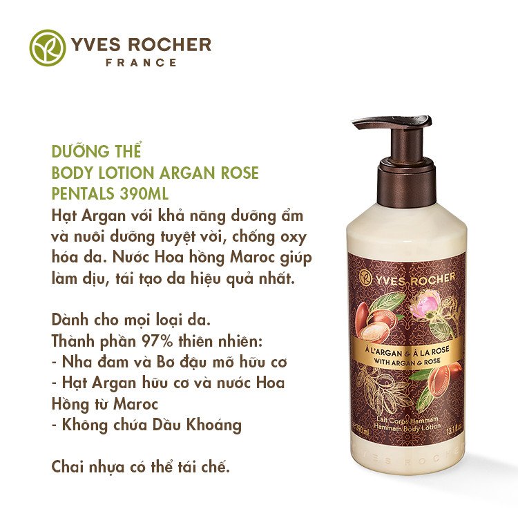 Sữa Dưỡng Thể Yves Rocher Body Lotion 390ml không nhờn rít chiết xuất từ thiên nhiên dưỡng da