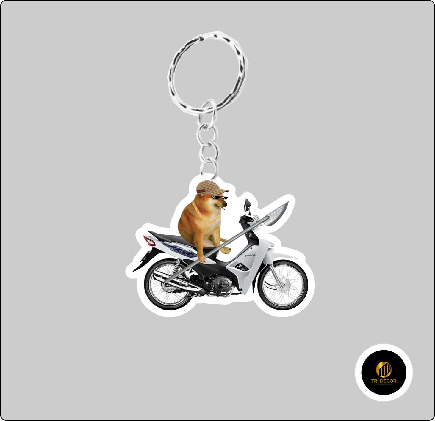 Móc khoá Cheems cưỡi xe - móc khoá mica