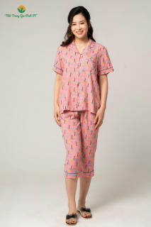 Bộ pijama lanh quần lửng áo cộc tay B06.2116 - Thời trang gia đình VT thumbnail