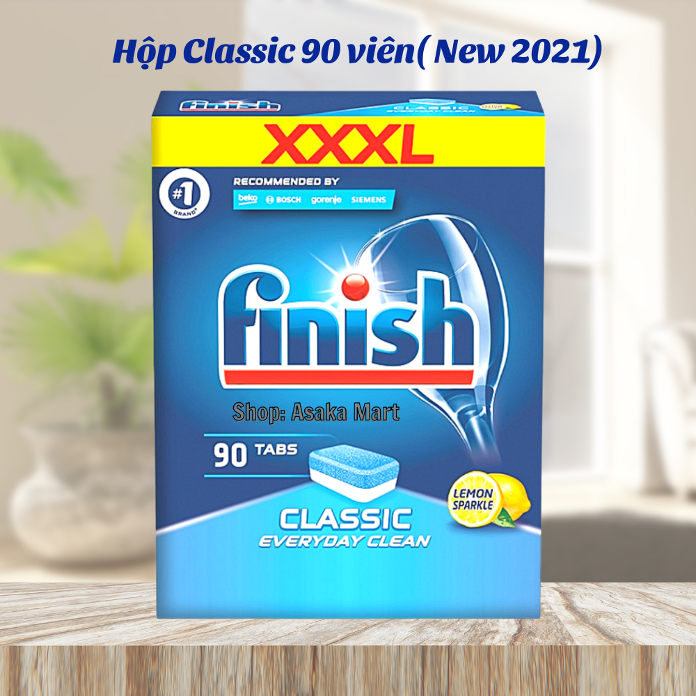 Viên rửa bát Finish Classic 90 Viên Hộp, Hương chanh- NEW 2021