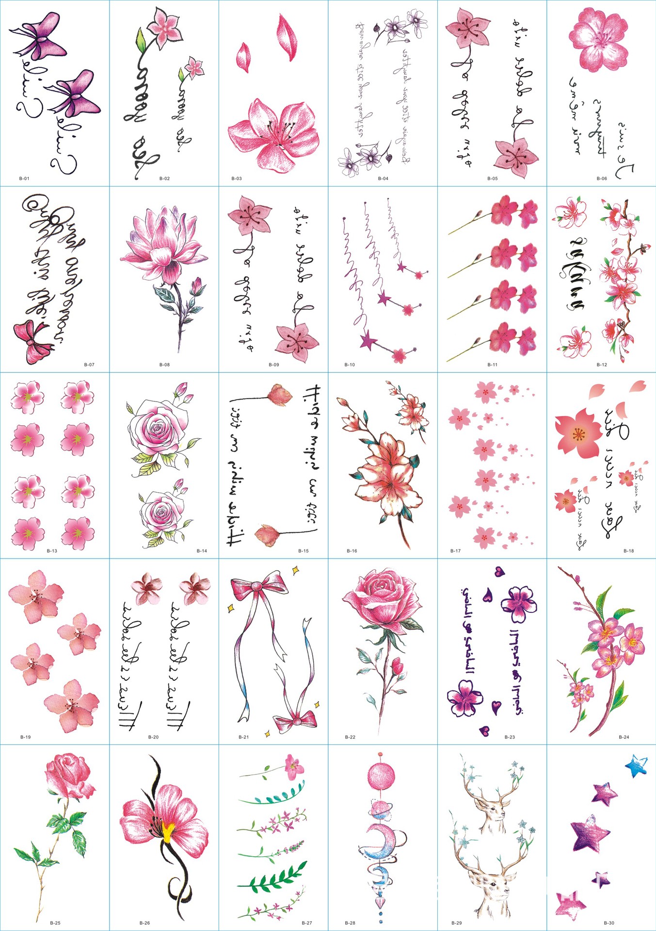 Miếng Dán Hình Xăm Nước Dán Tatoo Tạm Thời (Set 30 Miếng)