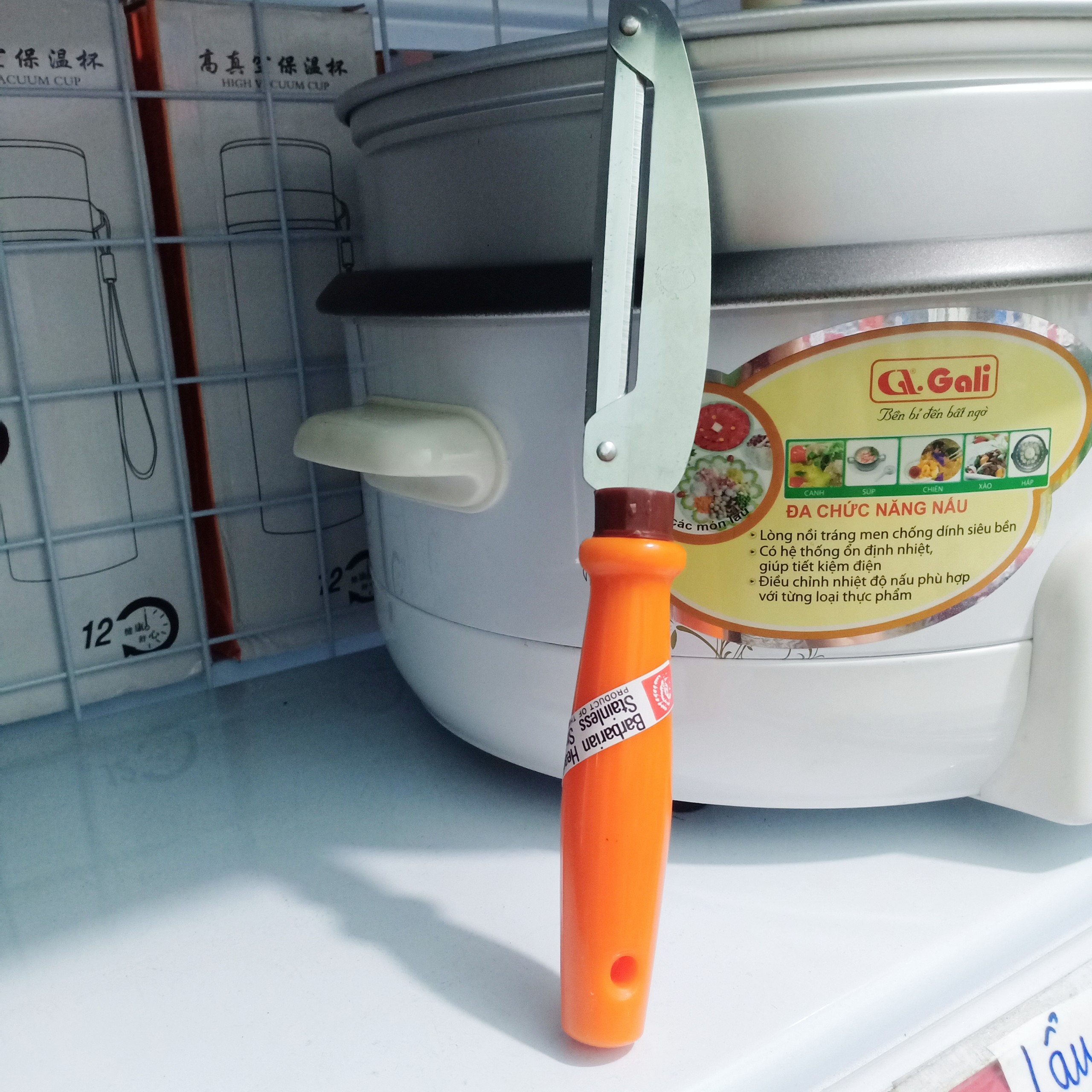 Combo 02 Dao gọt, dao bào 2 lưỡi Barbarian cán vàng cam siêu bén, mỏng nhẹ