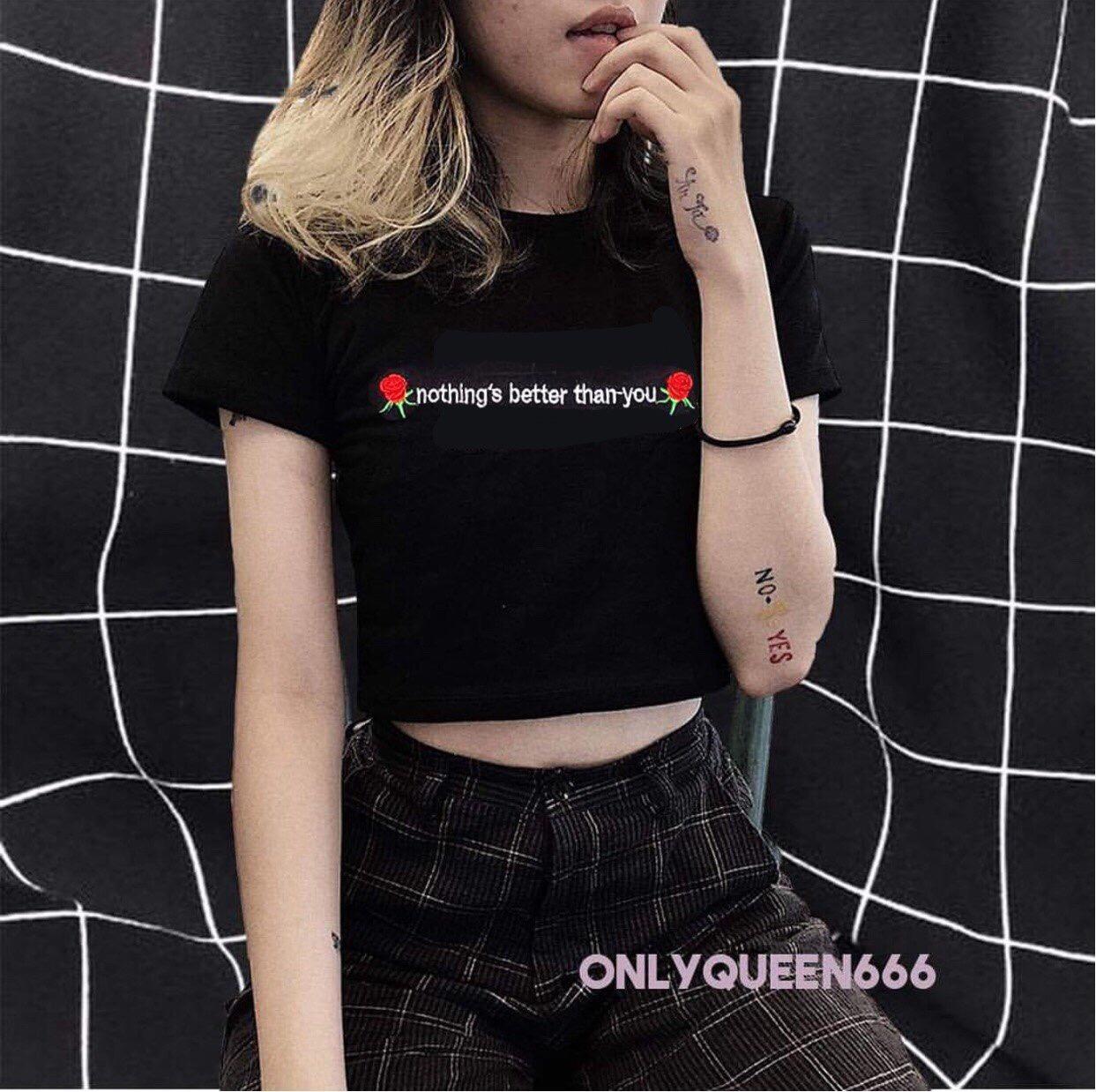 Áo croptop nothing hoa hồng cực xinh