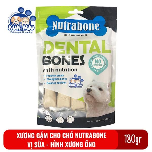 Xương Cho Chó Vị Sữa Nutrabone 180Gr Hình Xương Ống - Xương Gặm Sạch Răng Cho Chó