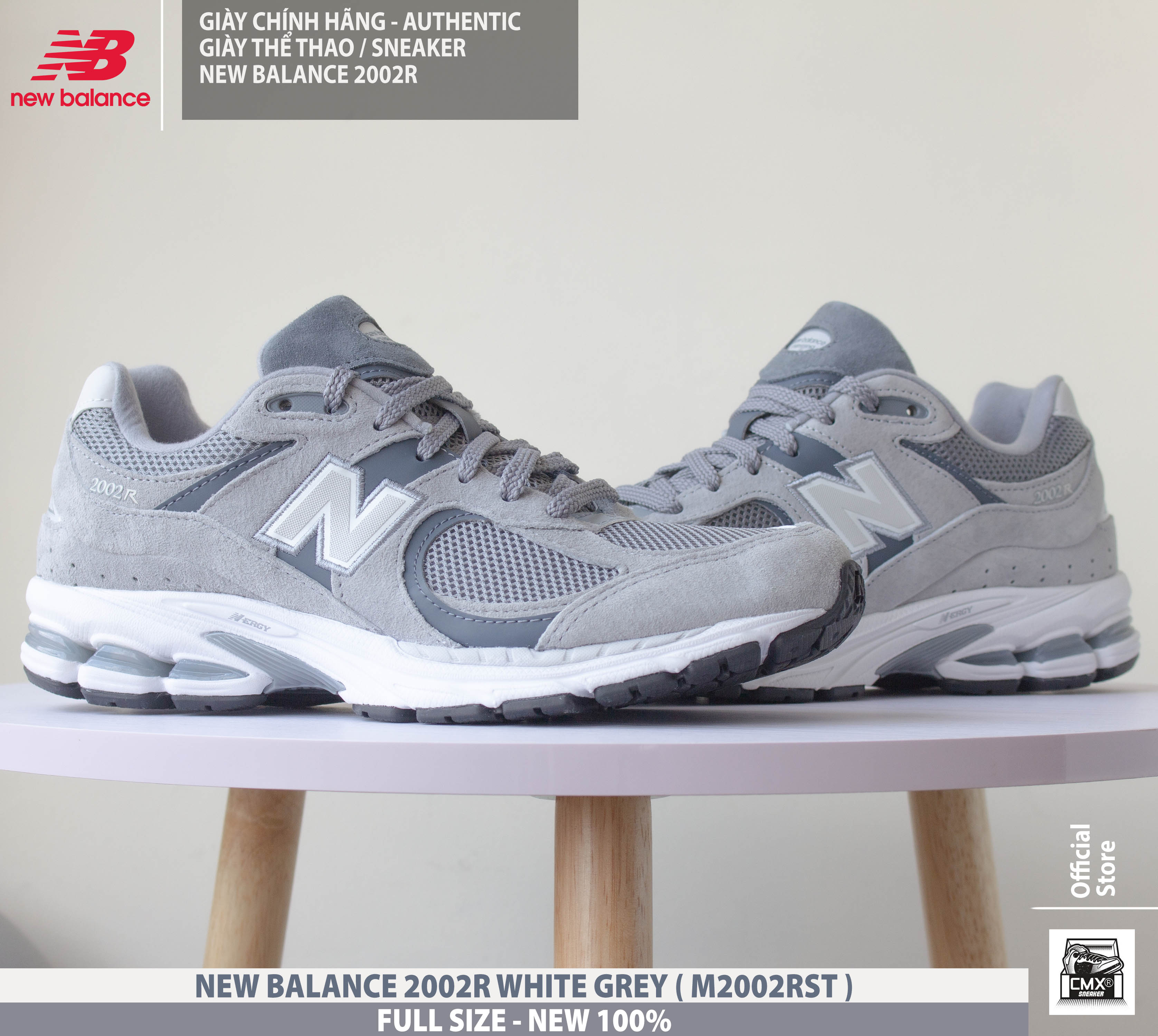 😘 [ HÀNG CHÍNH HÃNG ] Giày New Balance 2002R WHITE GREY ( M2002RST) - AUTHENTIC 100%
