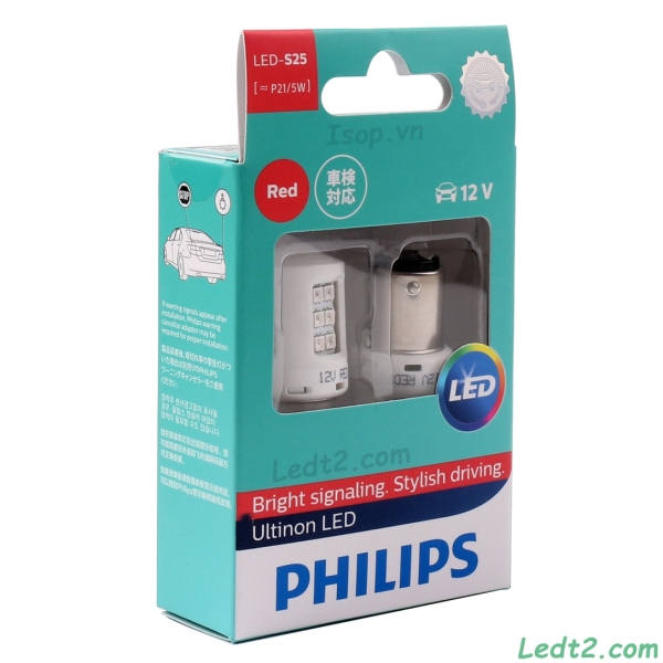 [LEDT2 ISOP] Đèn hậu (phanh) LED Philips S25 P21/5 1157 - Bảo hành 5 năm