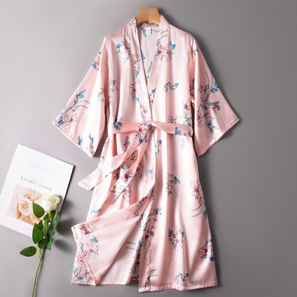 Áo Kimono Ngủ Lụa 🌸 Yukata Mặc Nhà