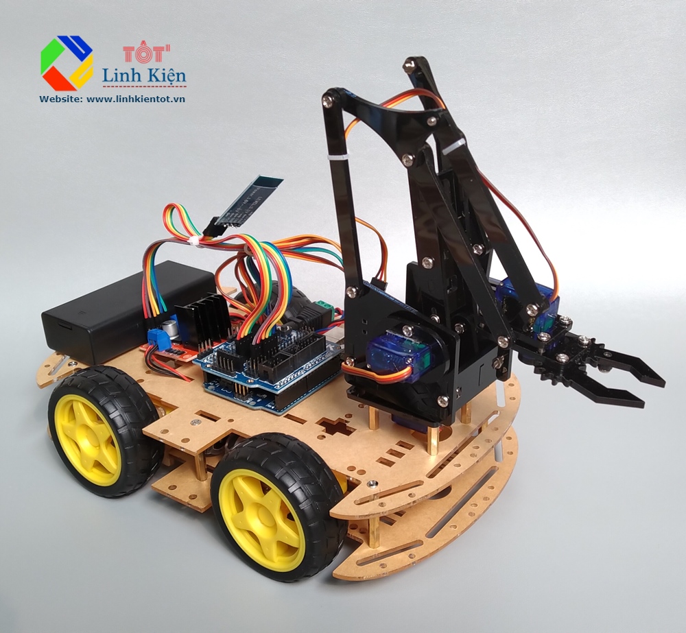 [KÈM CODE] Bộ Xe Arduino Car Arm 4 bậc Robot Điều Khiển PS2