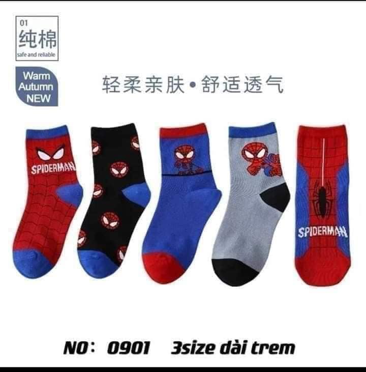 Combo 10 đôi tất cho bé trai 1-12 tuổi hình siêu nhân/ siêu anh hùng/ người nhện -Tất người nhện-Tất siêu nhân-Tât trẻ em