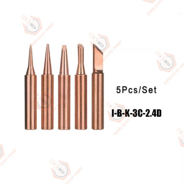 Set 5 đầu hàn đồng, 5 mũi hàn đồng cho mỏ hàn 936, 908s _
