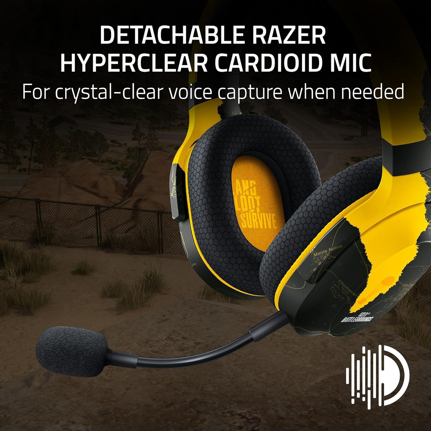 Razer Barracuda X - PUBG Edition Wireless Multi-platform Gaming and Mobile Headset (Tai nghe không dây Gaming) | 2.4GHz Wireless + Bluetooth | Lightweight | 40mm Drivers | Detachab