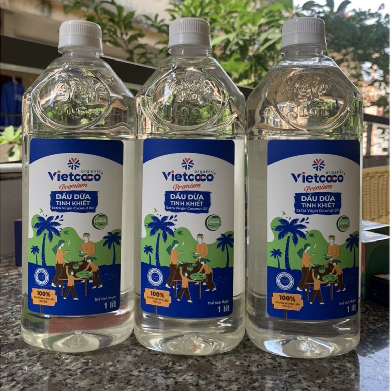 Dầu dừa nguyên chất 100% tinh khiết organic vietcoco chai 1 lít