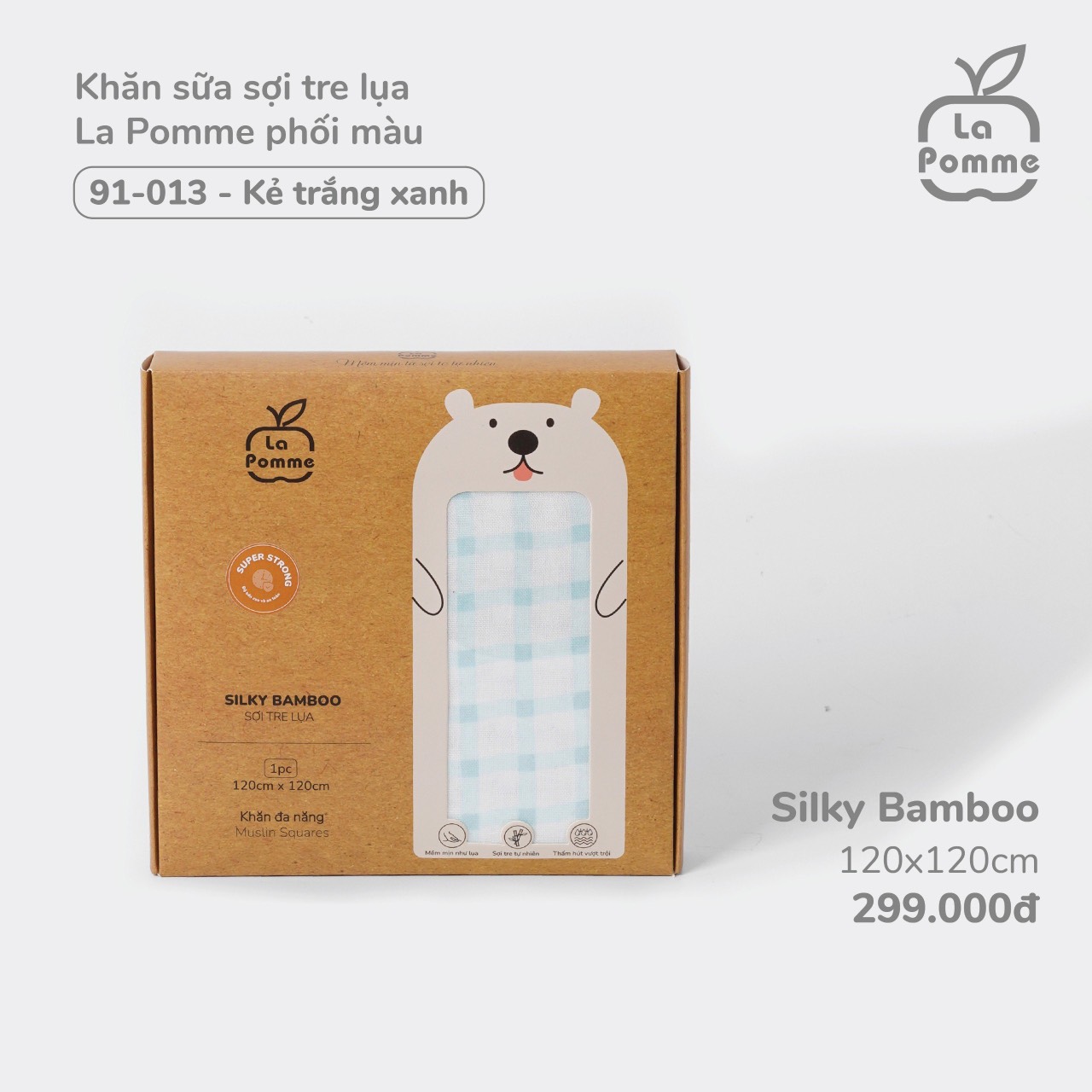 Khăn đa năng sợi tre lụa 120*120 La Pomme