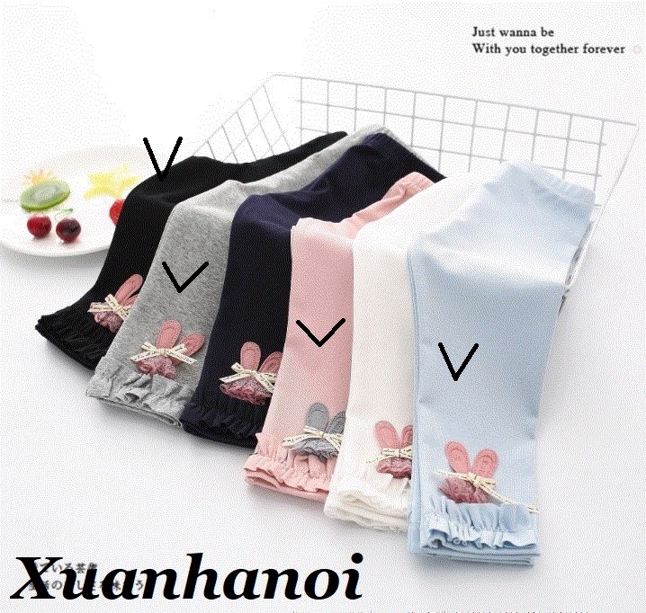 Size Đại 7-13T(20-40kg) Quần dài, quần legging cotton len nơ thỏ cho bé gái XHN406