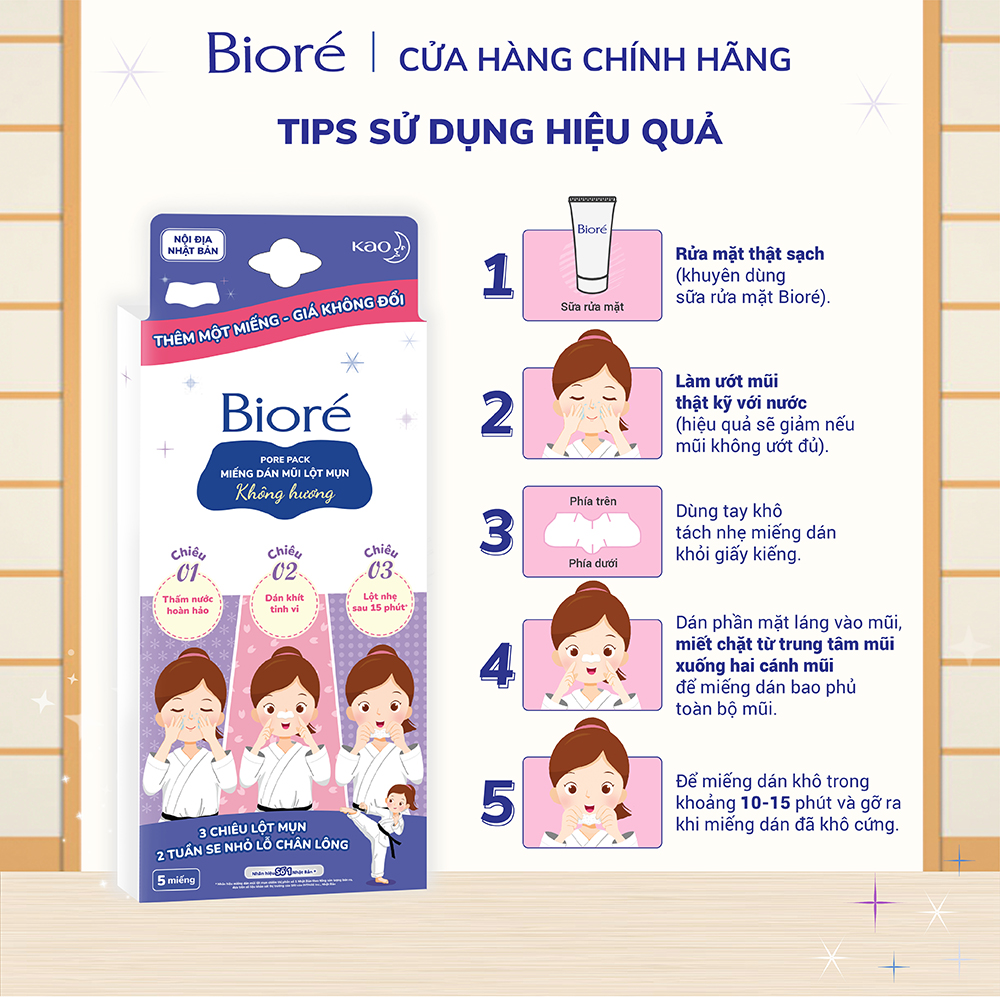 (Chọn Hương) Combo 3 Hộp Miếng Dán Lột Mụn Mũi Biore Pore Pack (5 miếng/hộp)