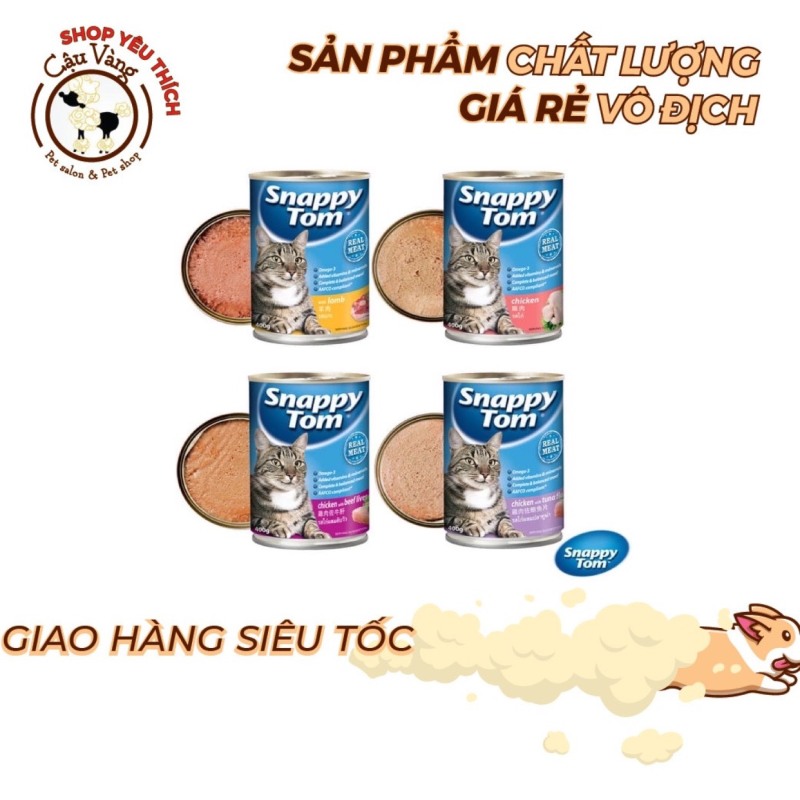 Thức Ăn Cho Mèo Pate Lon Snappy Tom 400Gr - Đủ Vị | Pate Snappy Tom Thái Lan