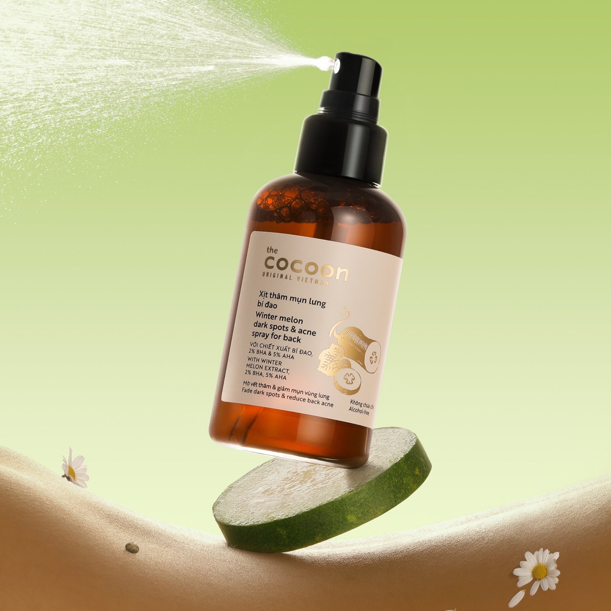 Xịt thâm mụn lưng bí đao cocoon 140ml