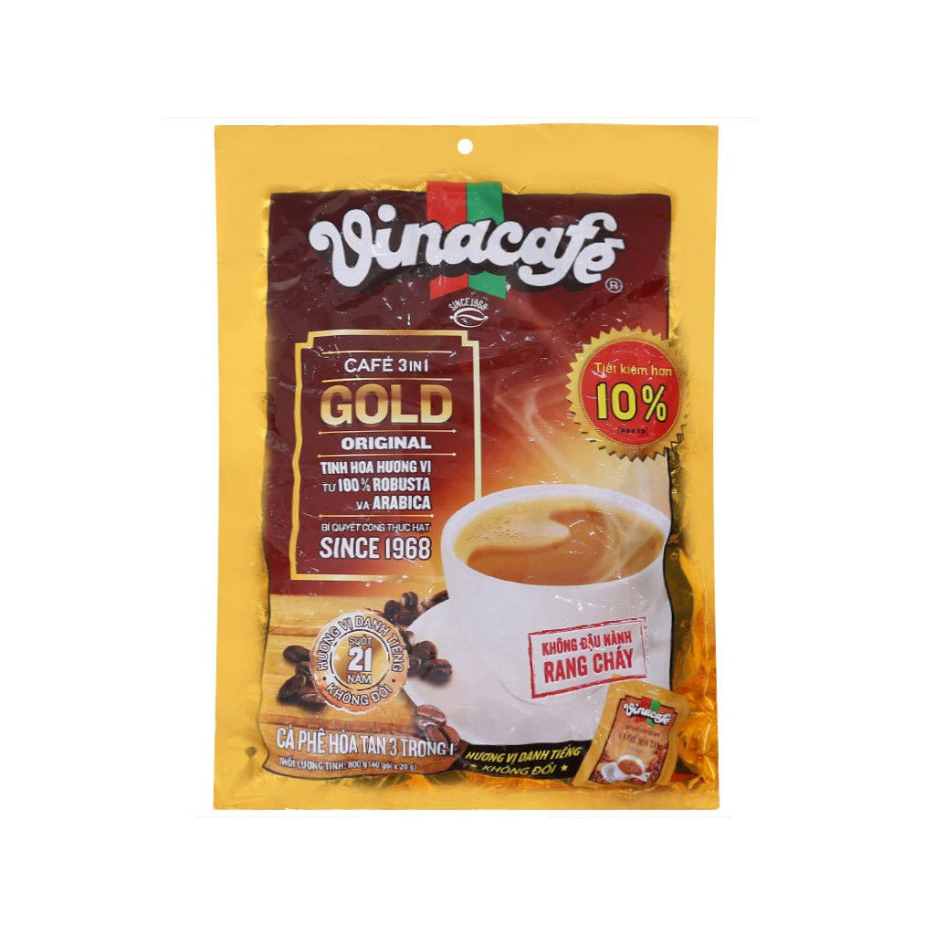 Cà phê sữa VinaCafé Gold Original 800g (40 gói x 20g)