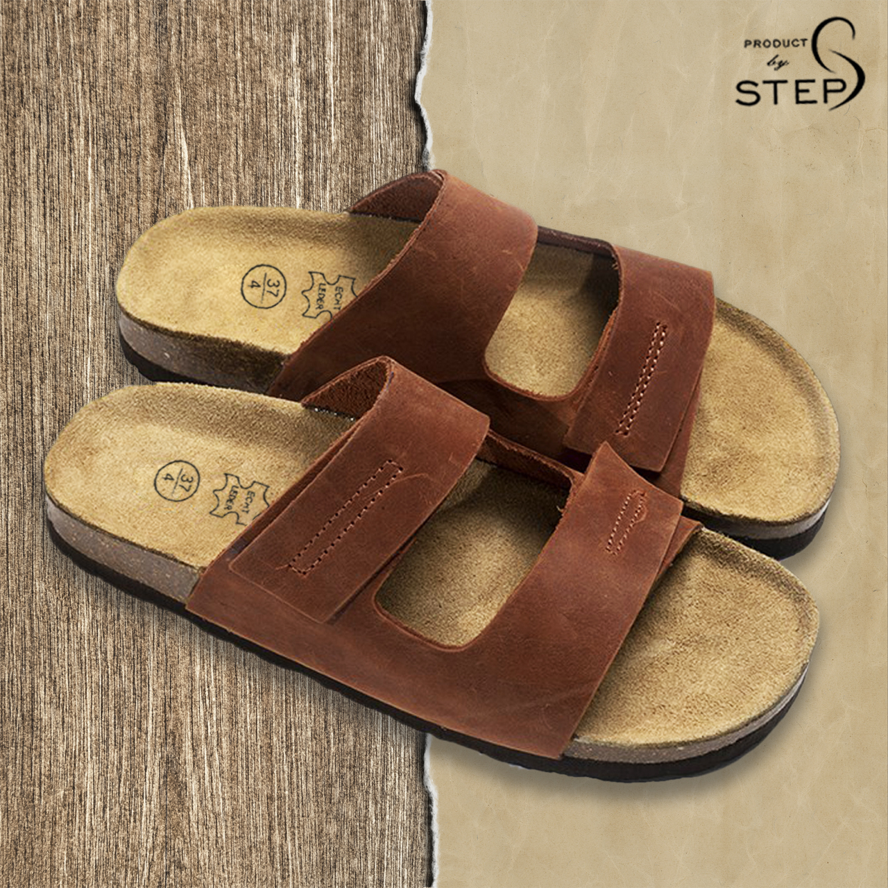 Dép đế trấu Da thật Dập chỉ nổi (Size 39-45)