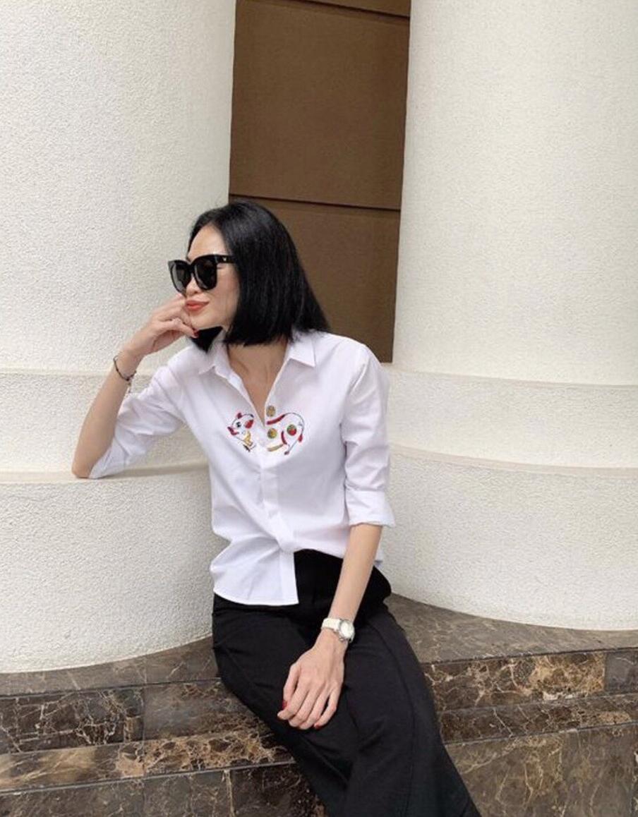 ÁO SƠ MI NỮ IN HÌNH CHÚ HEO HÓT HÍT