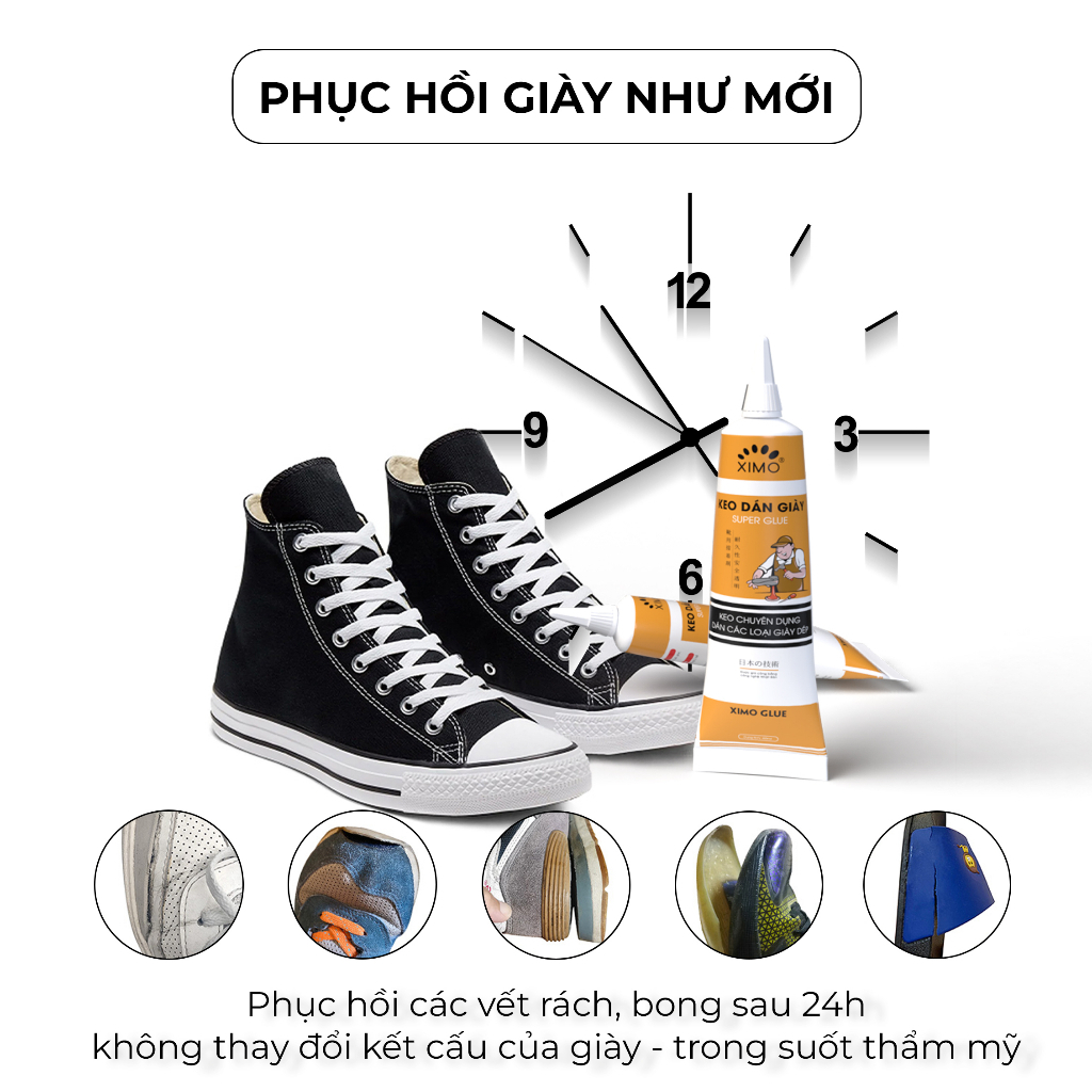 Keo dán giày siêu dính XIMO 60ml, An toàn, Chống nước, Không kết  tủa, Dán được nhiều loại giày