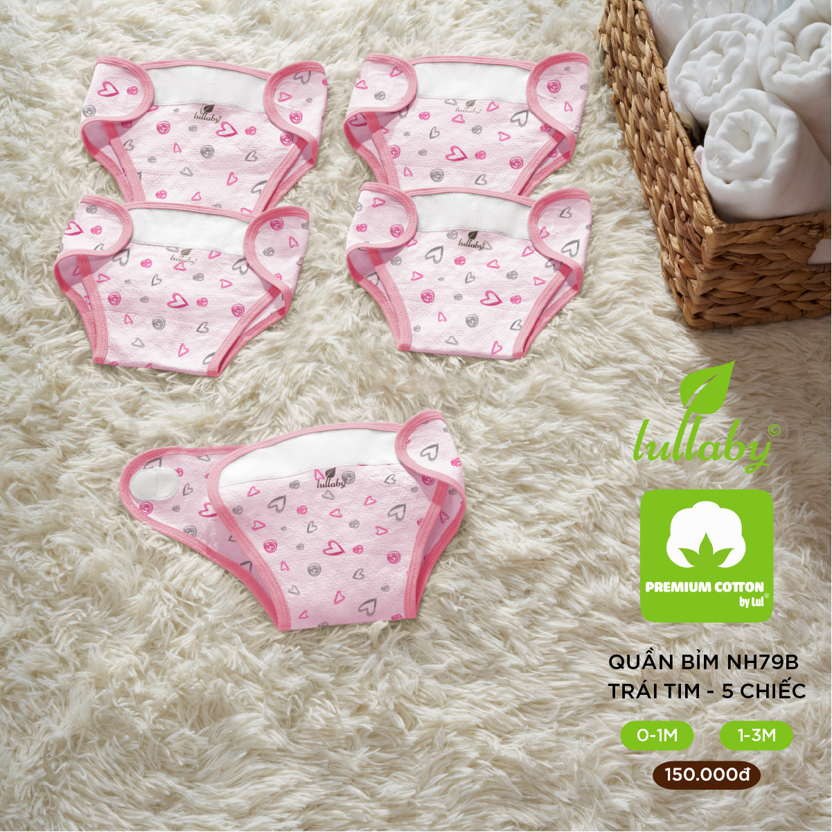 LULLABY - Set 5 chiếc quần bỉm cho bé sơ sinh - NH79B