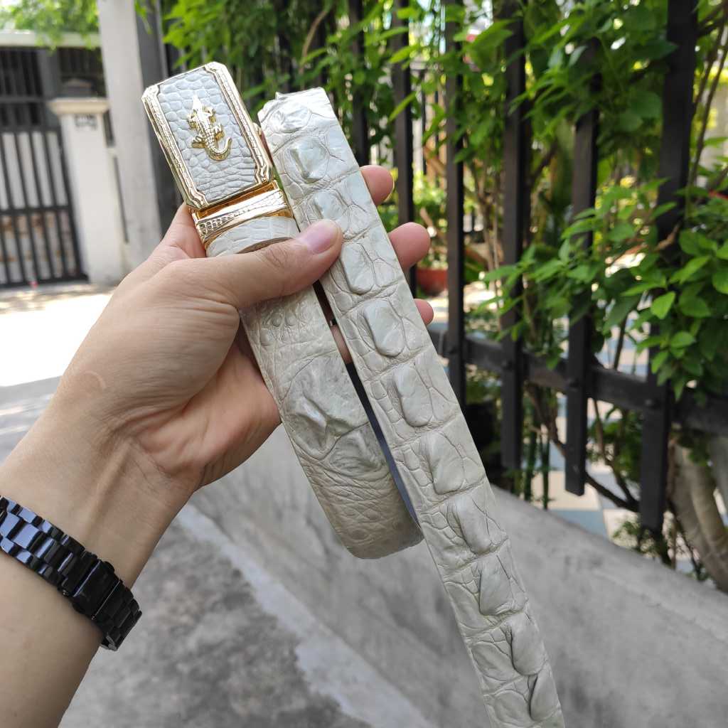 Thắt lưng cá sấu bạch tạng hàng hiếm liền nguyên miếng n21t