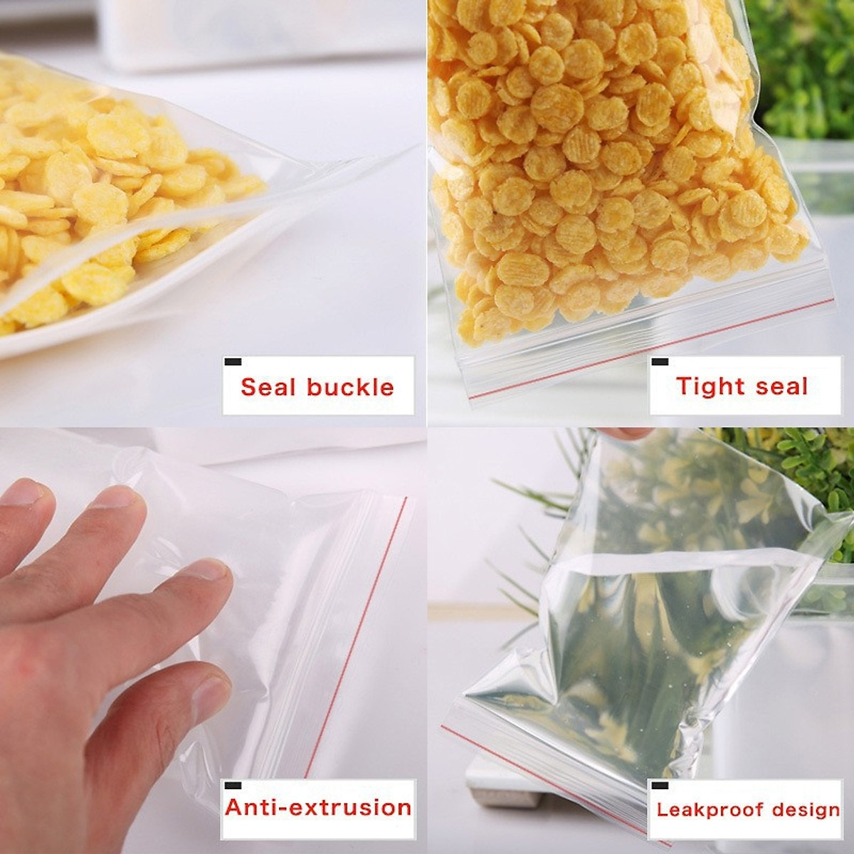 100gr túi zip chỉ đỏ các loại size