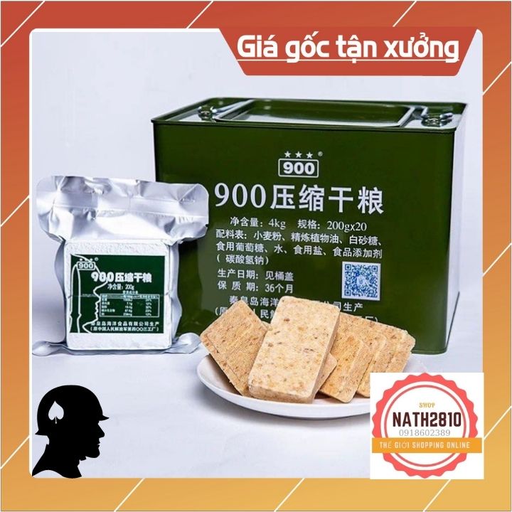 Lương khô 3 sao 900 hộp sắt loại 4kg 20x200gram